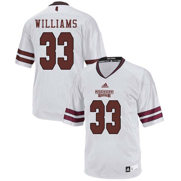 Men #33 Tyler Williams Mississippi State Bulldogs College Football Jerseys Sale-White - Click Image to Close